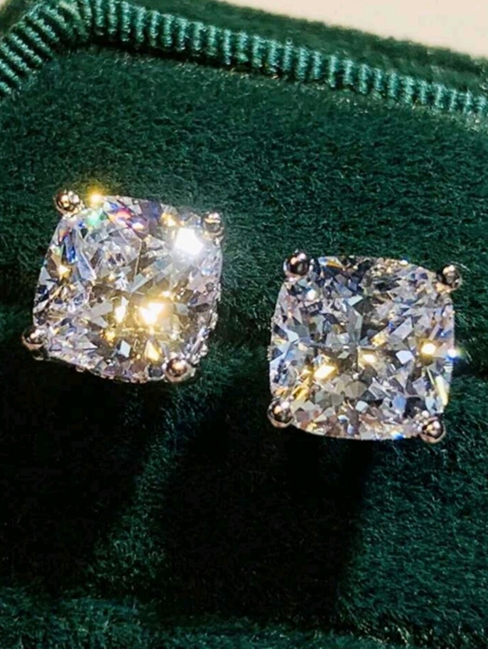 8 ctw Cushion Cut Simulated Diamond Earrings with White Gold Studs